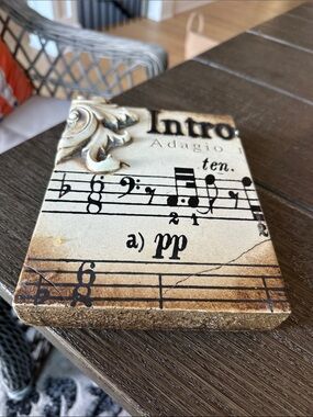 Sid Dickens Vintage Sheet Music Tile in Cream, Black and Brown
